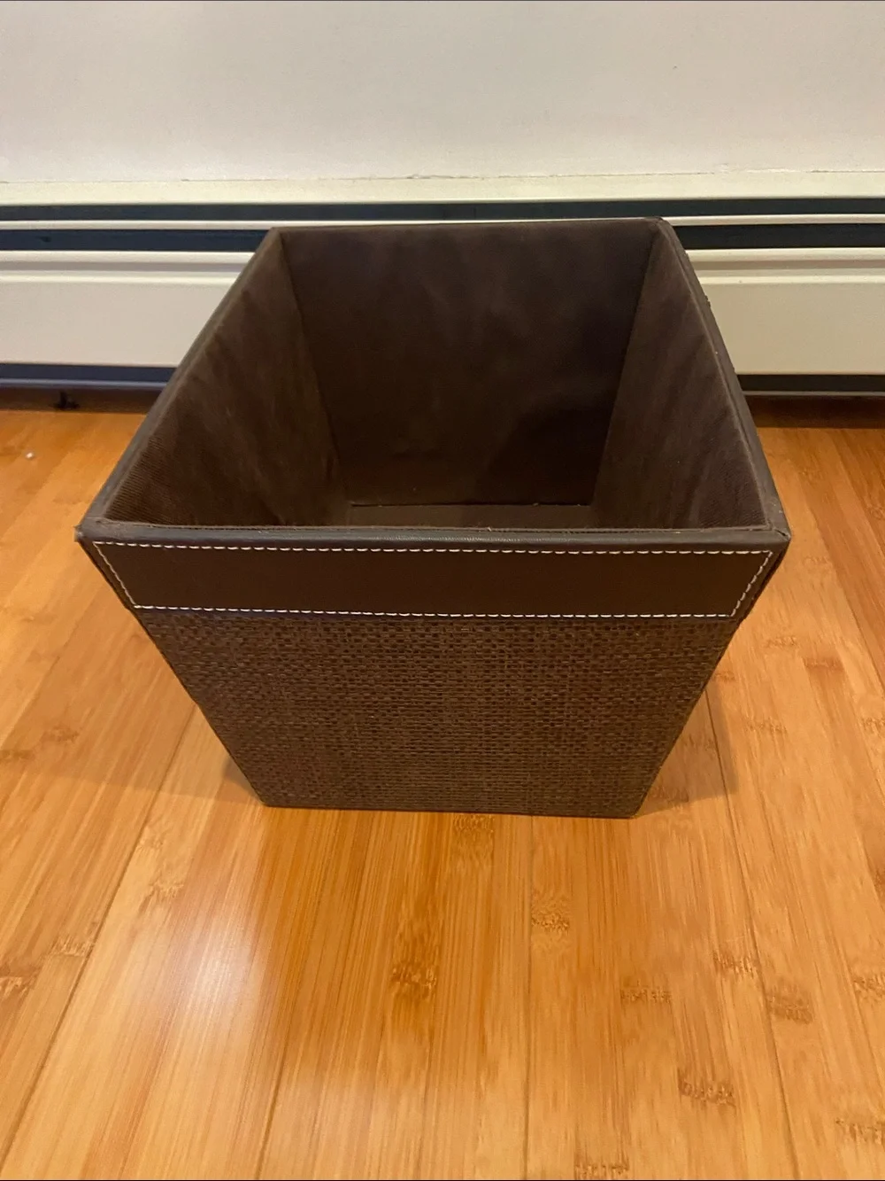 Brown Storage Bin with Contrast Stitching - Home Accents